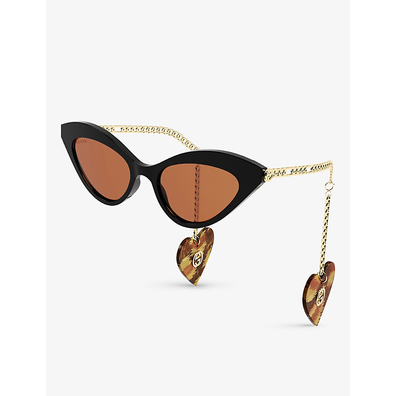 Shop Gucci Women's Black Gg0978s Cat-eye Frame Acetate Sunglasses