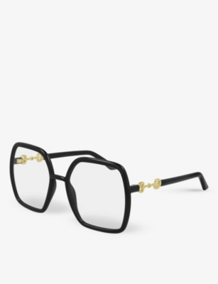 Shop Gucci Women's Black Gg0890o Rectangular-frame Acetate Glasses