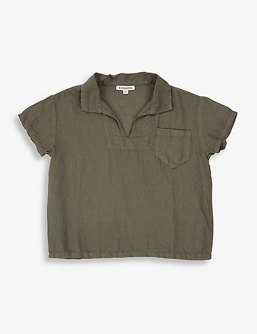 CARAMEL: Albacore linen and cotton-blend shirt 3-12 years