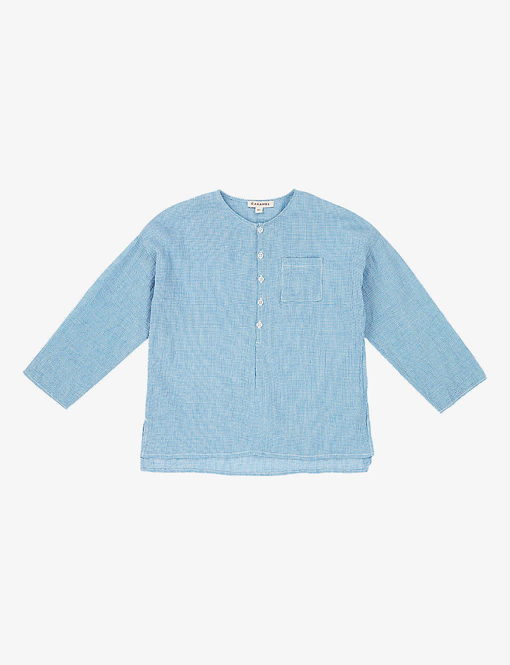 Caramel Kids' Dragonet Micro-check Cotton Shirt 3-12 Years In Blue Microcheck
