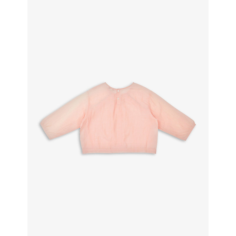 Shop Caramel Pink Krill Cropped Cotton-blend Blouse 3-12 Years