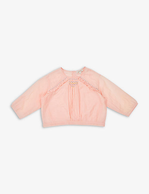 CARAMEL: Krill cropped cotton-blend blouse 3-12 years