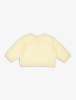 Shop Caramel Yellow Krill Cropped Cotton-blend Blouse 3-12 Years