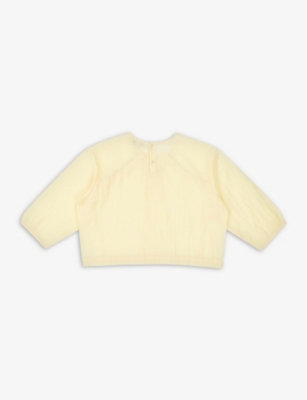 Caramel Krill Cropped Cotton-blend Blouse 3-12 Years In Yellow