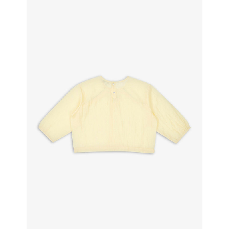 Shop Caramel Krill Cropped Cotton-blend Blouse 3-12 Years In Yellow