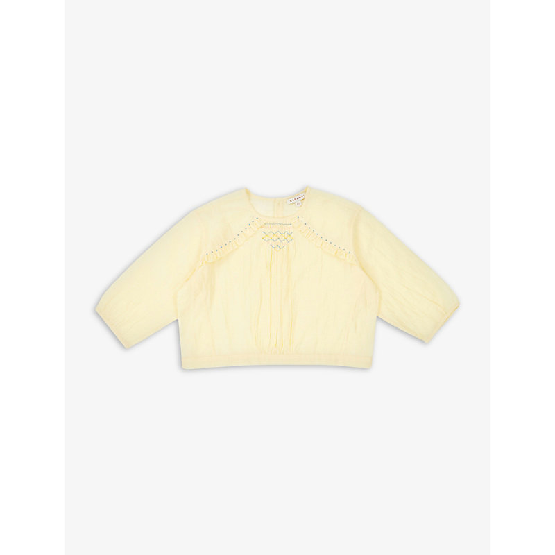 Caramel Babies' Krill Cropped Cotton-blend Blouse 3-12 Years In Yellow