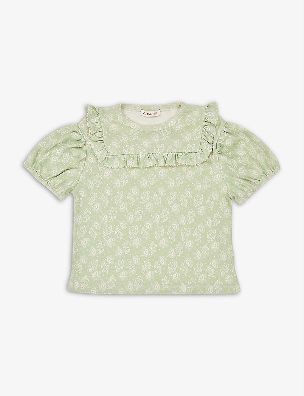 Caramel Babies' Lionfish Floral-print Cotton Top 3-12 Years In Green