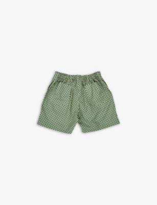 CARAMEL: Lobster geometric-print linen and cotton-blend shorts 3-12 years