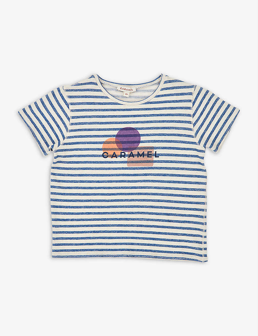Caramel Kids' Otter Stripped Logo-print Cotton T-shirt 3-12 Years In Blue/ivory Stripe