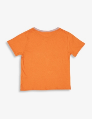 Shop Caramel Shark Logo-print Cotton T-shirt 3-12 Years In Orange
