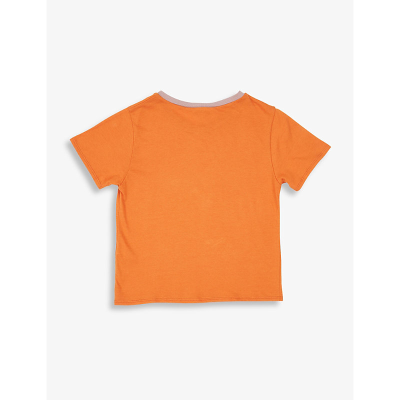 Shop Caramel Shark Logo-print Cotton T-shirt 3-12 Years In Orange