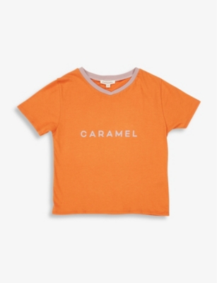 Caramel Kids' Shark Logo-print Cotton T-shirt 3-12 Years In Orange