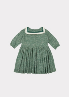 Shop Caramel Vaquita Melange Cotton-blend Mini Dress 3-12 Years In Green Melange
