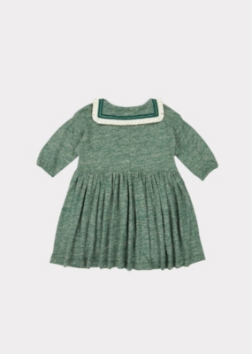 Caramel Vaquita Melange Cotton-blend Mini Dress 3-12 Years In Green Melange
