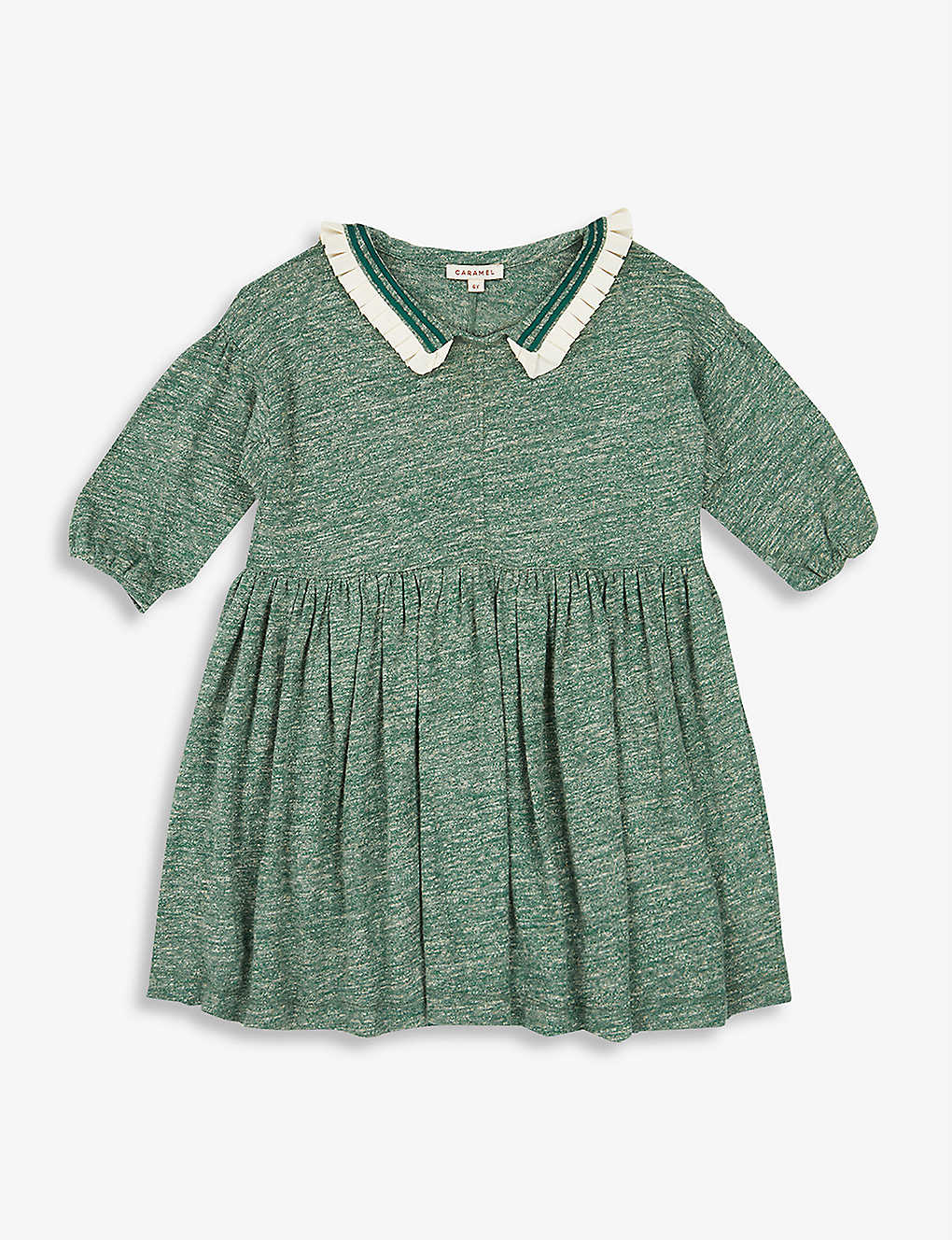 Caramel Kids' Vaquita Melange Cotton-blend Mini Dress 3-12 Years In Green Melange