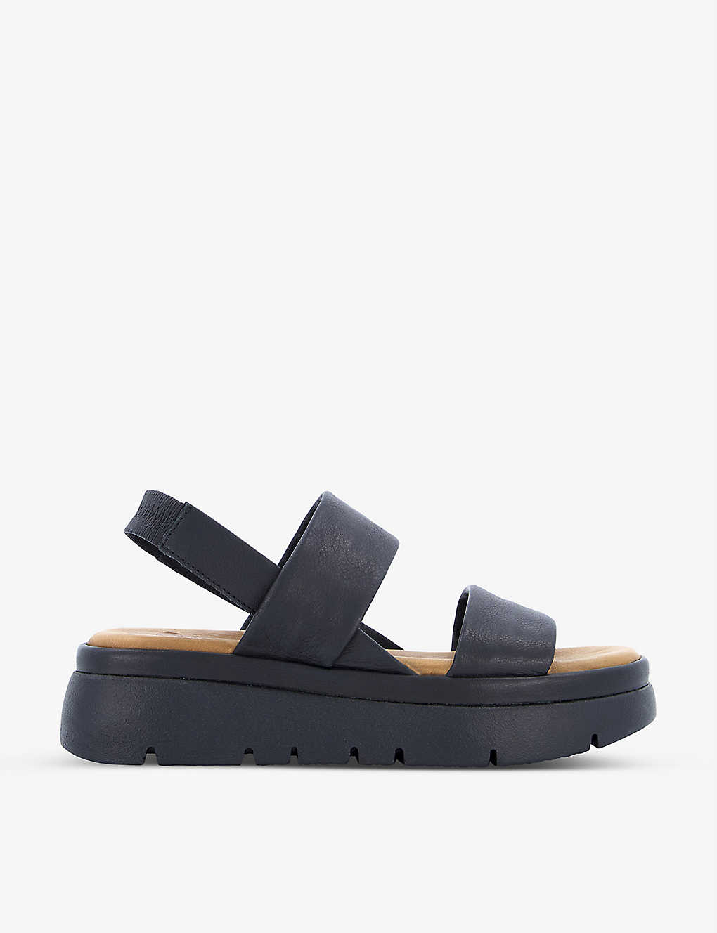 Dune Location Padded Leather Flatform Sandals In Black-leather