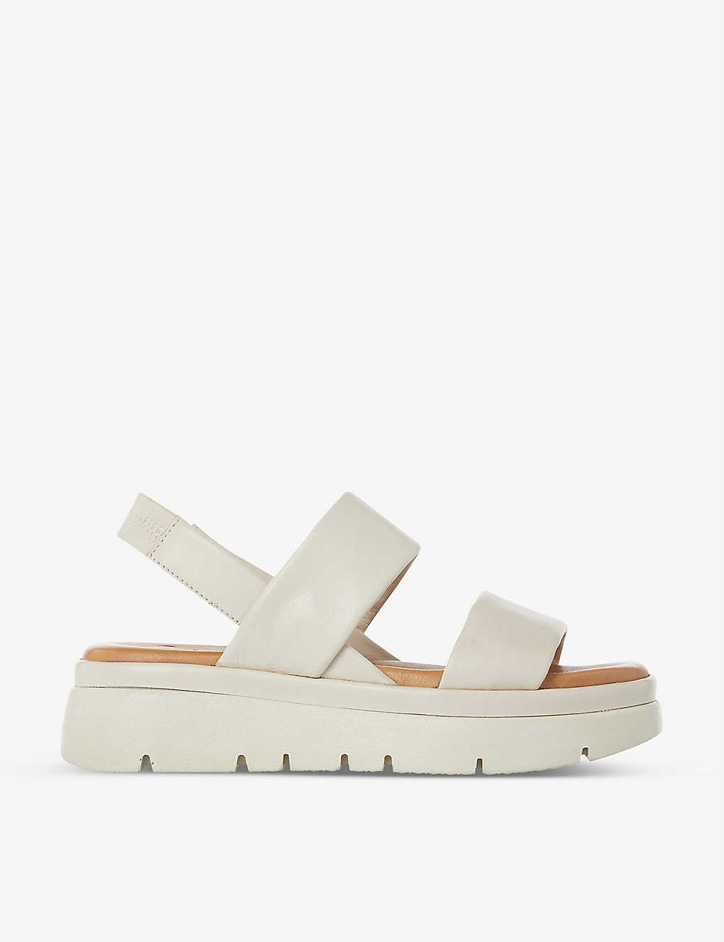 Dune Location Padded Leather Flatform Sandals In White