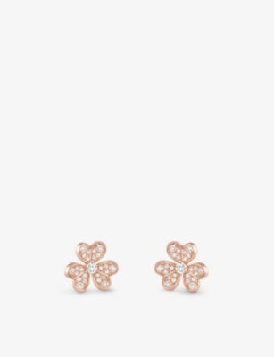 VAN CLEEF & ARPELS: Frivole 18ct rose-gold and 0.42ct diamond earrings