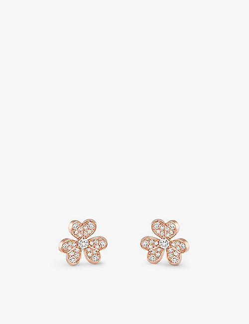 VAN CLEEF & ARPELS: Frivole 18ct rose-gold and 0.42ct diamond earrings