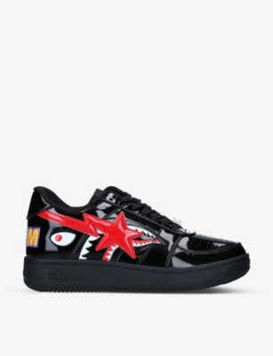 A Bathing Ape Bapesta Shark Embellished Leather Trainers Selfridges Com