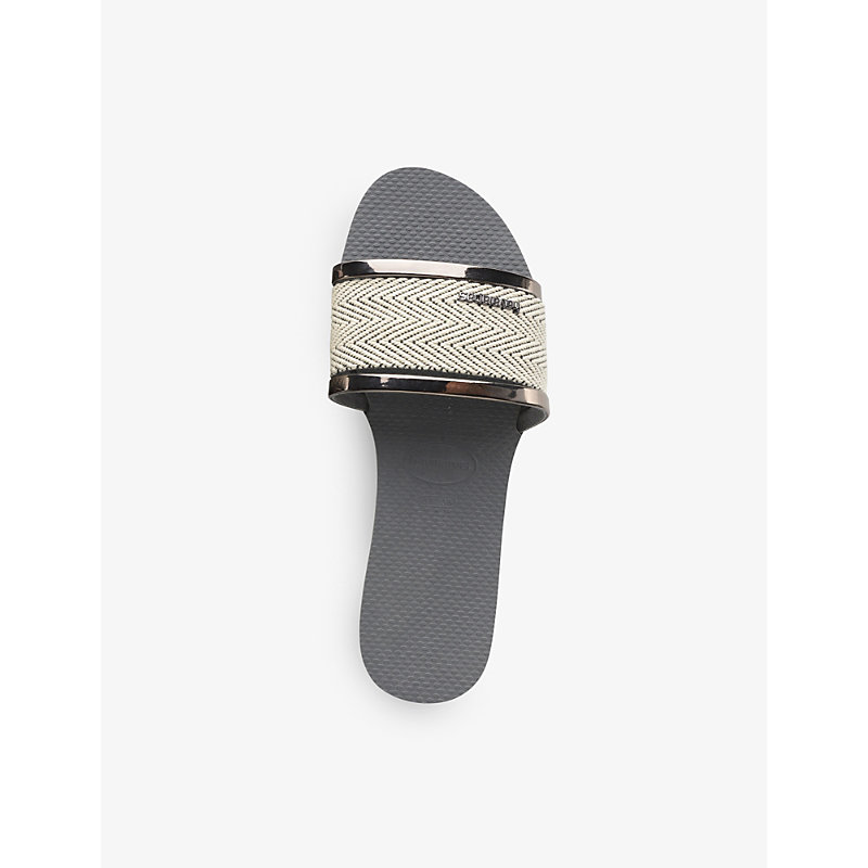 Shop Havaianas Womens Grey You Trancoso Logo-embossed Rubber Sandals