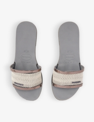 Shop Havaianas Women's Steel Grey You Trancoso Logo-embossed Rubber Sandals