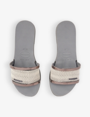 Havaianas Womens Steel Grey You Trancoso Logo-embossed Rubber Sandals In Steel Grey