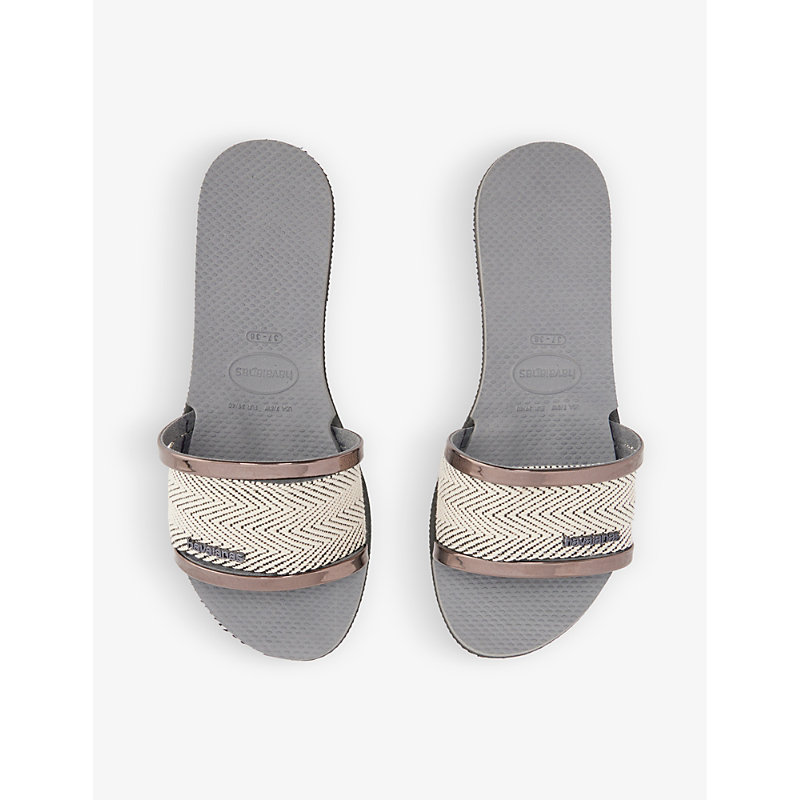 Shop Havaianas Women's Steel Grey You Trancoso Logo-embossed Rubber Sandals