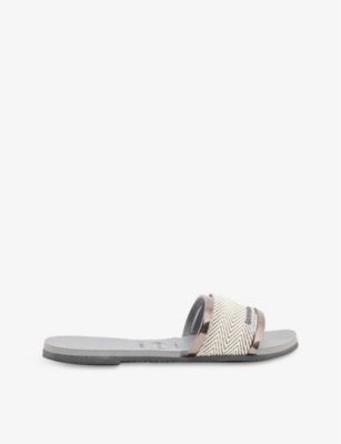 Havaianas You Trancoso Logo-embossed Rubber Sandals In Steel Grey