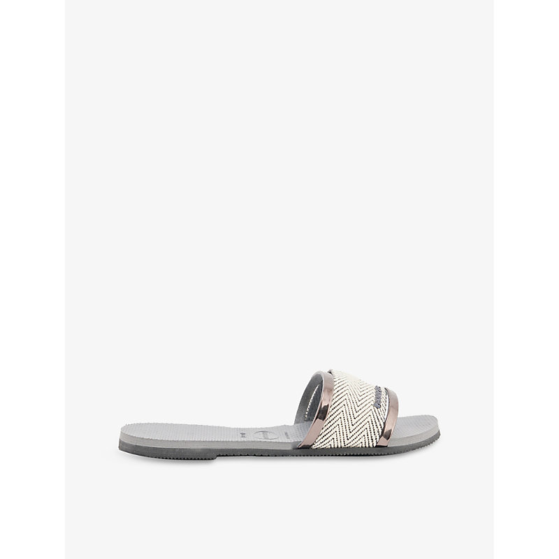 Havaianas You Trancoso Logo-embossed Rubber Sandals In Steel Grey