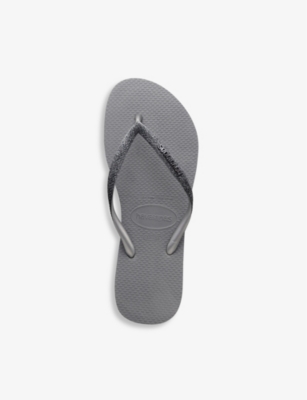 Havaianas Womens  Slim Sparkle Ii Rubber Flip Flops In Grey