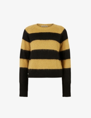 Allsaints Darla Stripe Sweater In Sulphur Yellow