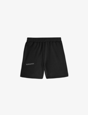 PANGAIA: Text-print mid-rise recycled and organic cotton-blend shorts
