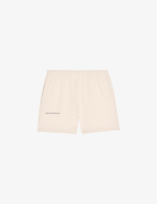 PANGAIA: Text-print mid-rise recycled and organic cotton-blend shorts