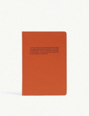 Pangaia Text-print Hardback Bamboo Notebook In Persimmon Orange