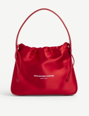 Alexander Wang Ryan Branded Small Satin Bag In Bright Red ModeSens