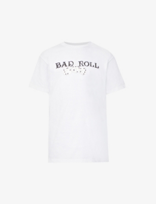 Shop Baddest Skate Shop Men's White Rolling Dice Graphic-print Cotton-jersey T-shirt