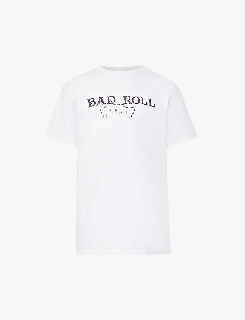 Shop Baddest Skate Shop Men's White Rolling Dice Graphic-print Cotton-jersey T-shirt