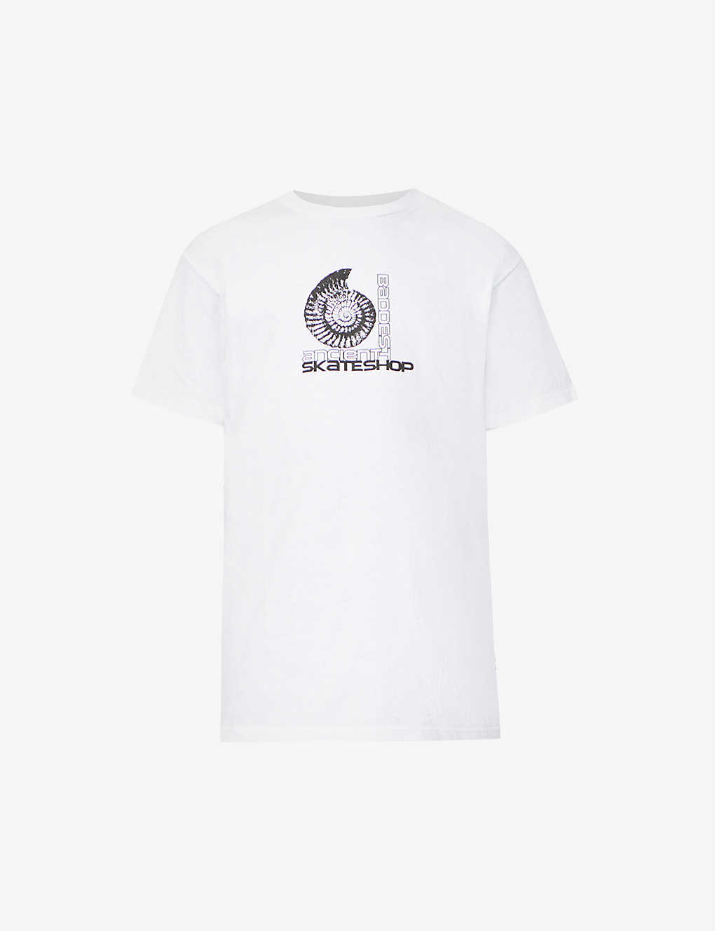 Baddest Skate Shop Ammonite Graphic-print Cotton-jersey T-shirt In White