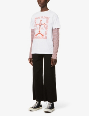 Baddest Skate Shop Byzantine Cross Graphic-print Cotton-jersey T-shirt In White