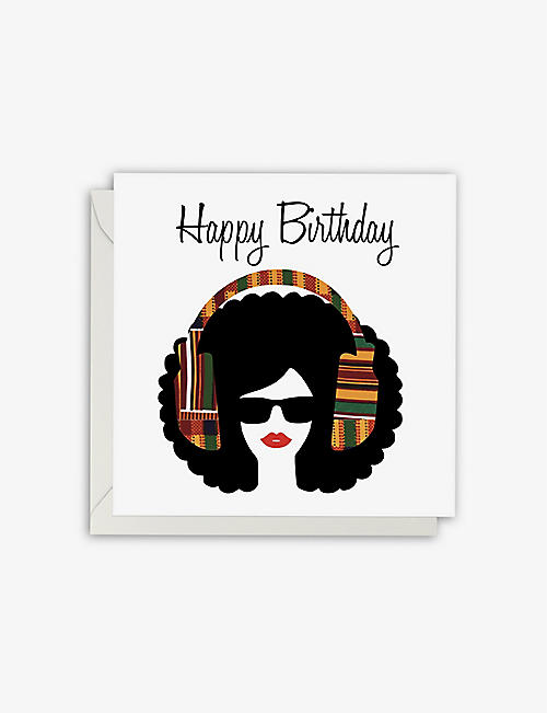 AFROTOUCH DESIGN: Afro lips birthday greetings card 15cm x 15cm