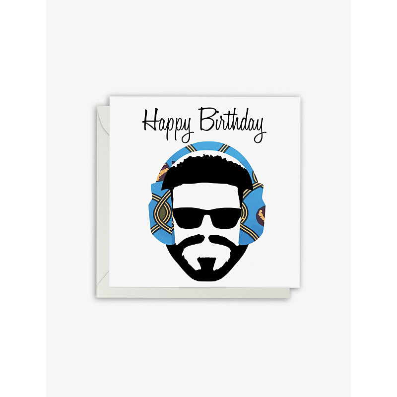 Afrotouch Design Music Man Birthday Greetings Card 15cm X 15cm