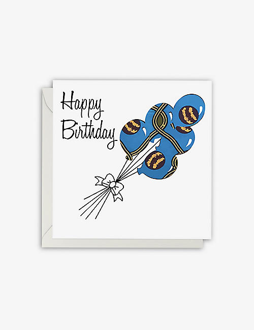 AFROTOUCH DESIGN: Afroballoons happy birthday greetings card 15cm x 15cm