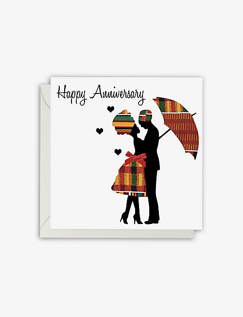 AFROTOUCH DESIGN: Living in Love anniversary greetings card 15cm x 15cm
