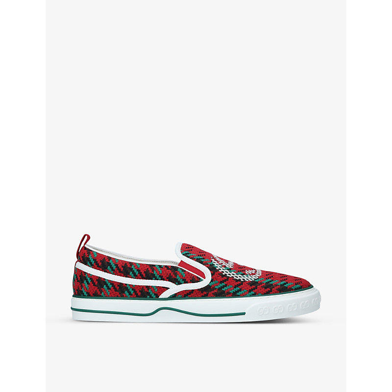 GUCCI MEN'S TENNIS 1977 SLIP-ON WOVEN TRAINERS,R03753034