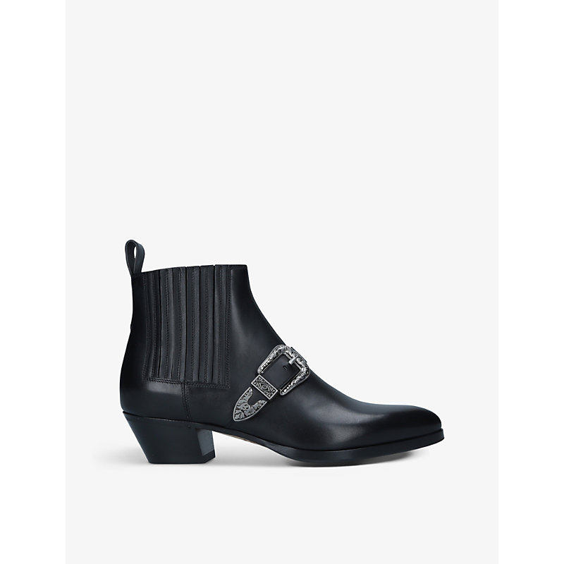 Gucci Zahara Buckle-front Leather Ankle Boots In Black