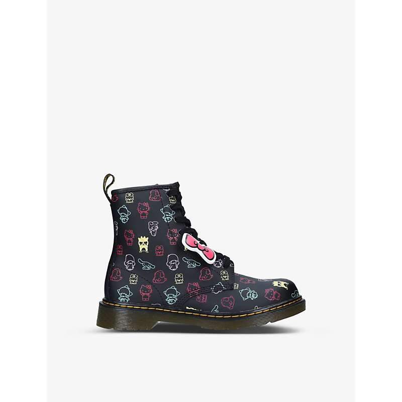 DR. MARTENS GIRLS BLK/OTHER KIDS DR. MARTENS 1460 X HELLO KITTY & FRIENDS 8-EYE LEATHER BOOTS 2-5 YEARS 7,R03753059