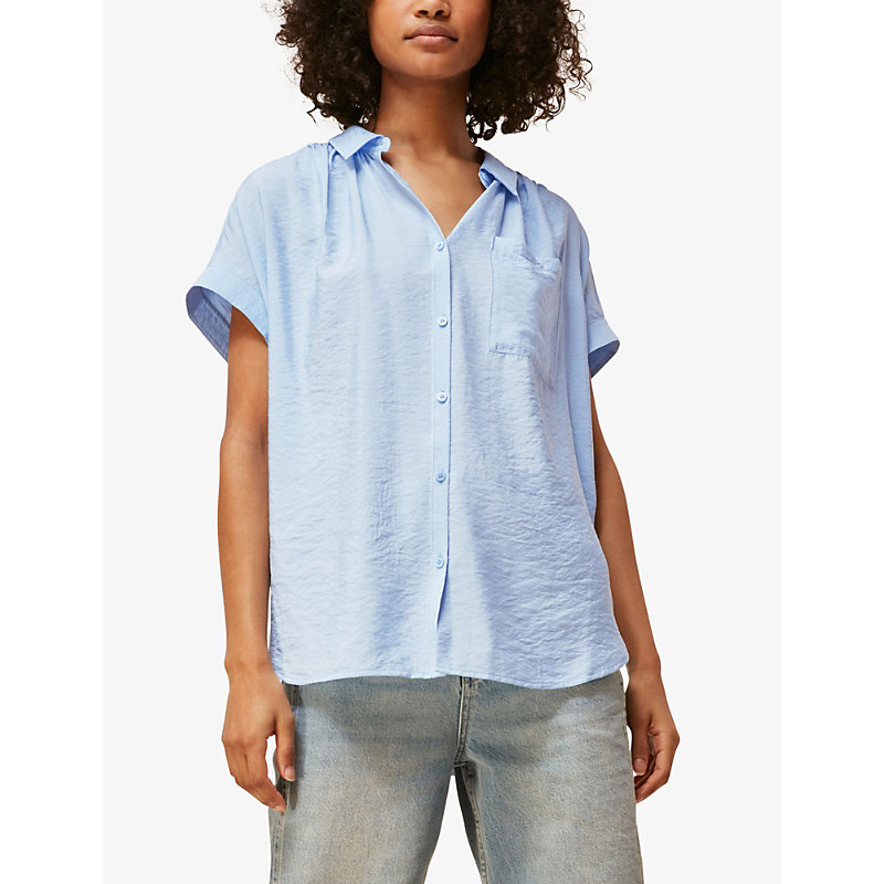 Shop Whistles Nicola Short-sleeved Woven Shirt In Blue
