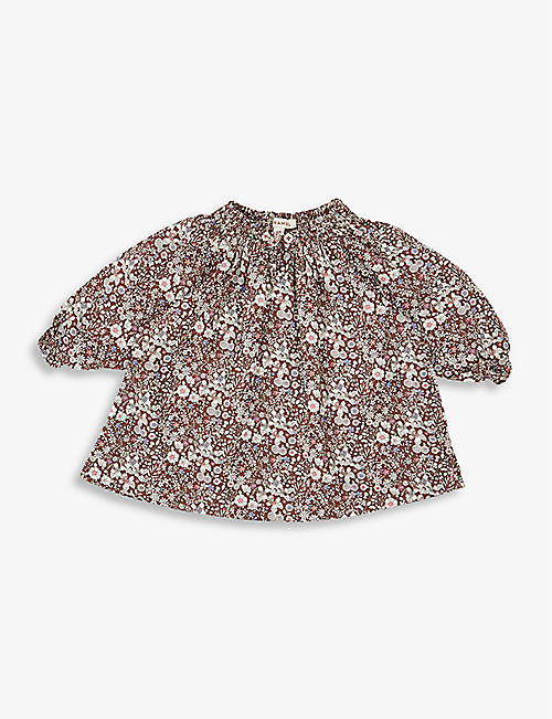 CARAMEL: Arowana floral-print cotton dress 3-24 months