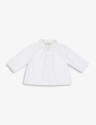 CARAMEL: Conch collared cotton shirt 3-24 months